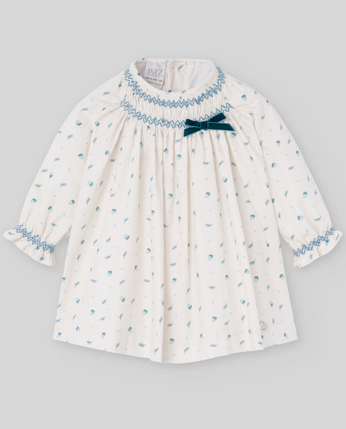 Rochie din bumbac cu piept brodat si funda